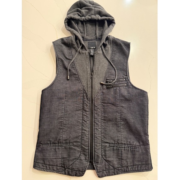 Bar III Other - Bar III Mens Sleeveless Hooded Vest Charcoal Gray Full Zip Pockets Size M